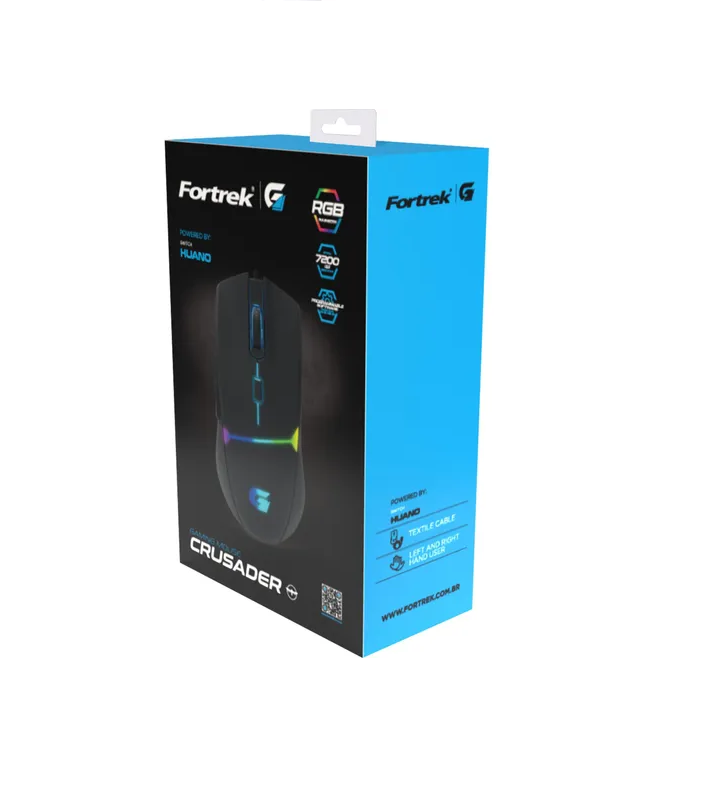 Mouse Gamer Rgb Para Jogo Fortrek Crusader 7200dpi 125hz - LOJA