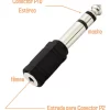 Adaptador Plugue P2 Fêmea Para P10 Macho Áudio Estéreo