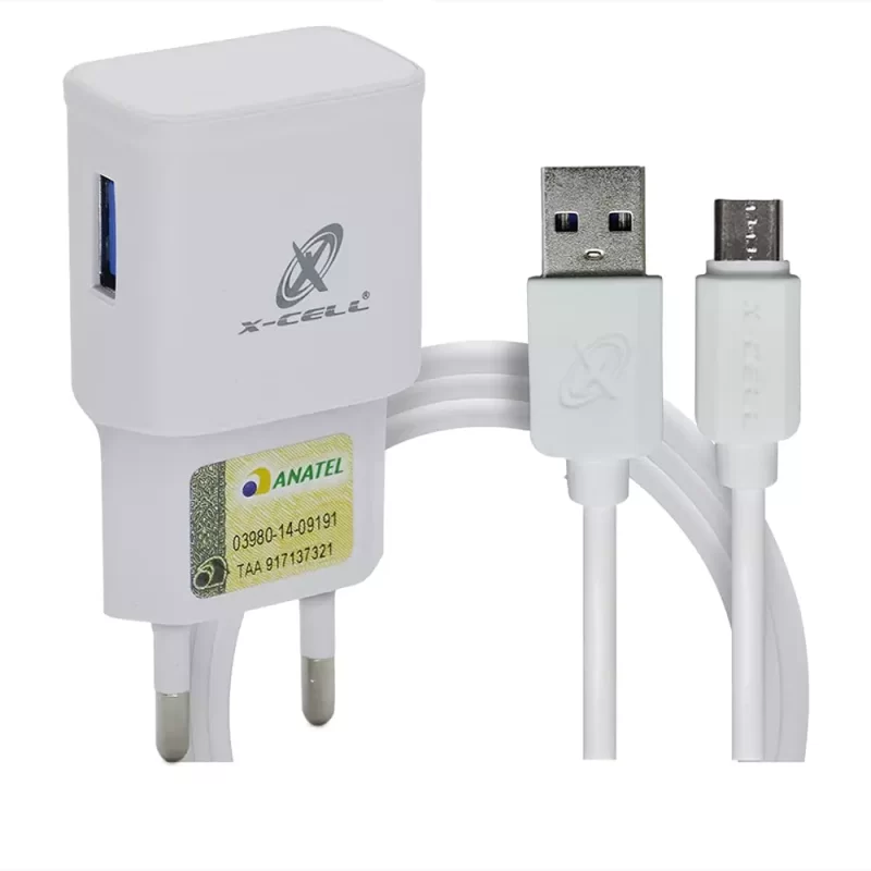 Carregador De Parede Micro Usb  X-cell Branco XC-KIT-V8